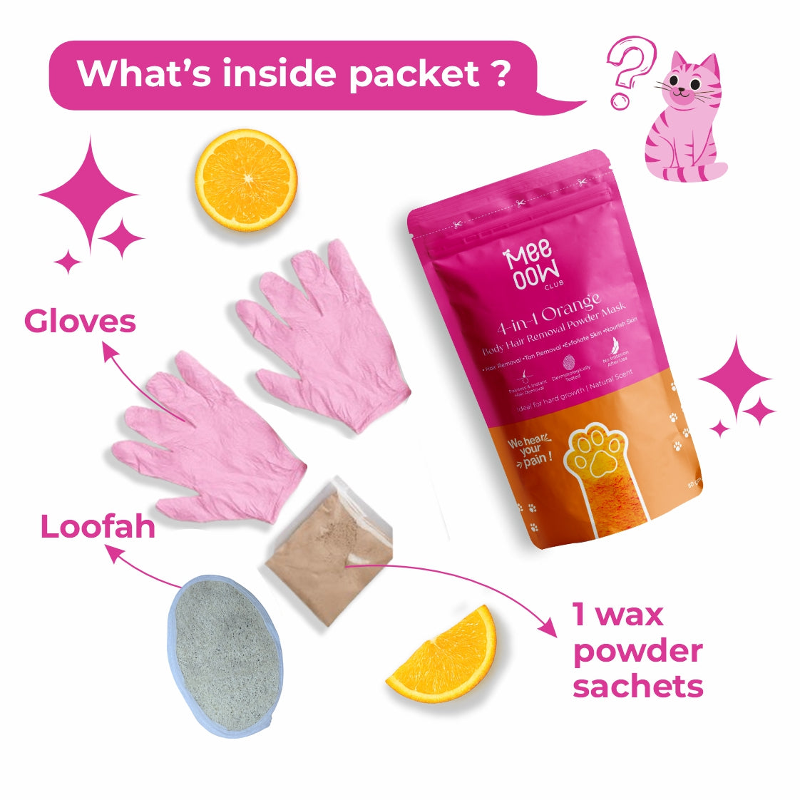 BUY 1 GET 1 FREE! 4-in-1 Orange Body Hair Removal Wax Powder Mask