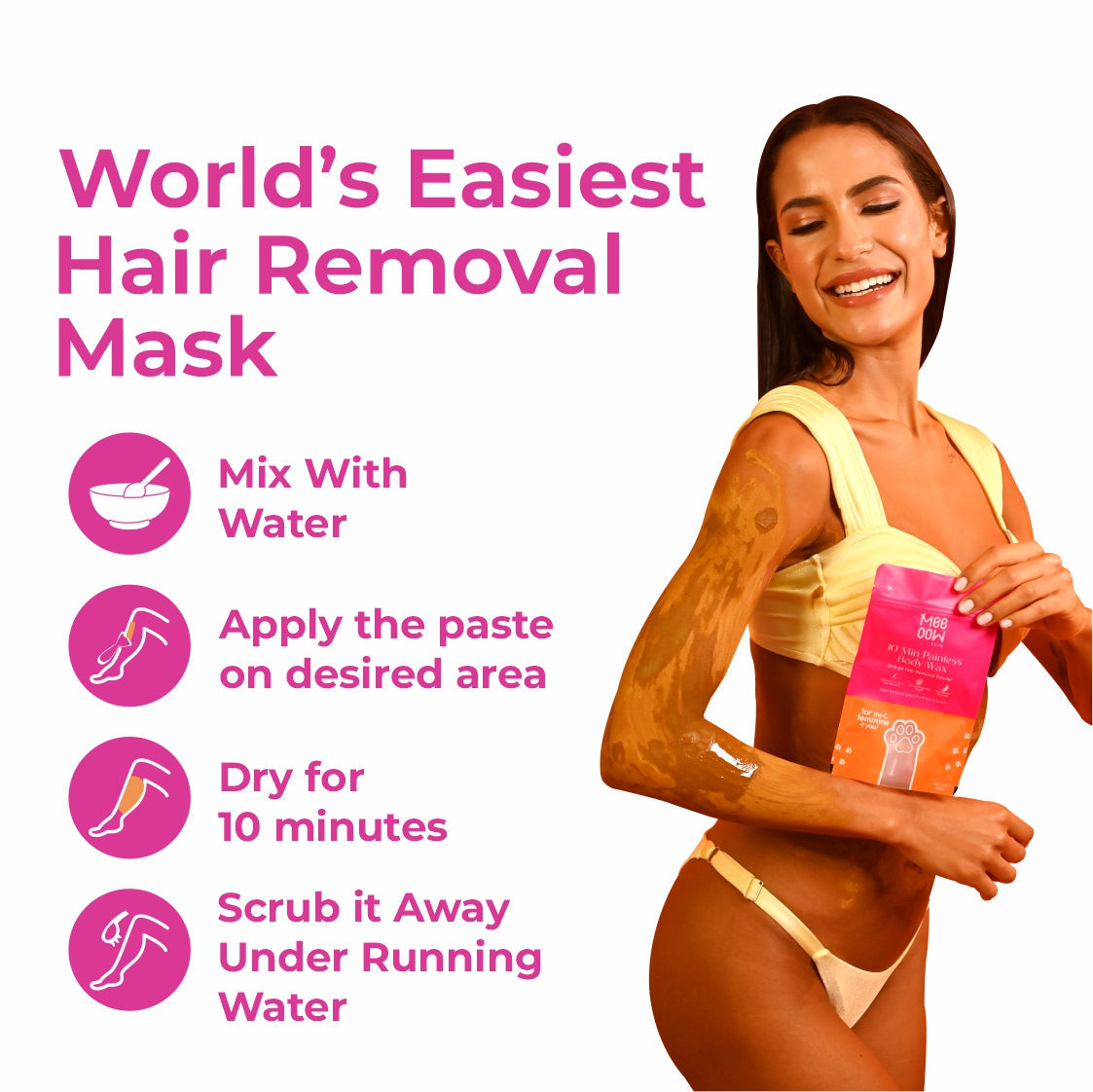 4-in-1 Orange Body Hair Removal Wax Powder Mask